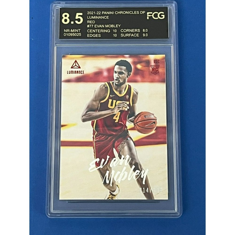Evan Mobley 2021-22 Panini Chronicles Draft Picks Luminance Red 77 Graded #/149